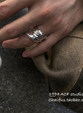 欧美褶皱熔岩异形流动纹理戒指