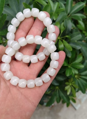 精品新疆和田玉羊脂白玉手串纯天然玉石真品文玩老型珠手链男女款