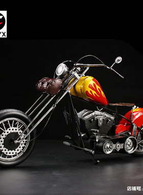 复古火焰太子哈雷铁骑摩托车模型