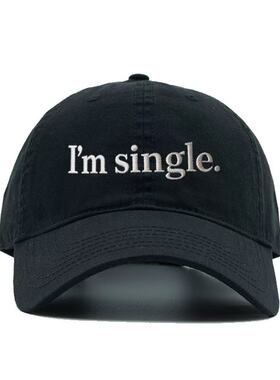 I'm single 我是单身 英文刺绣棒球帽复古软顶鸭舌帽个性小众帽子