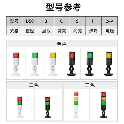 D50三色警示灯信号灯机床工作报警灯LED折叠式24V3-C-F多层指示灯 - 图0