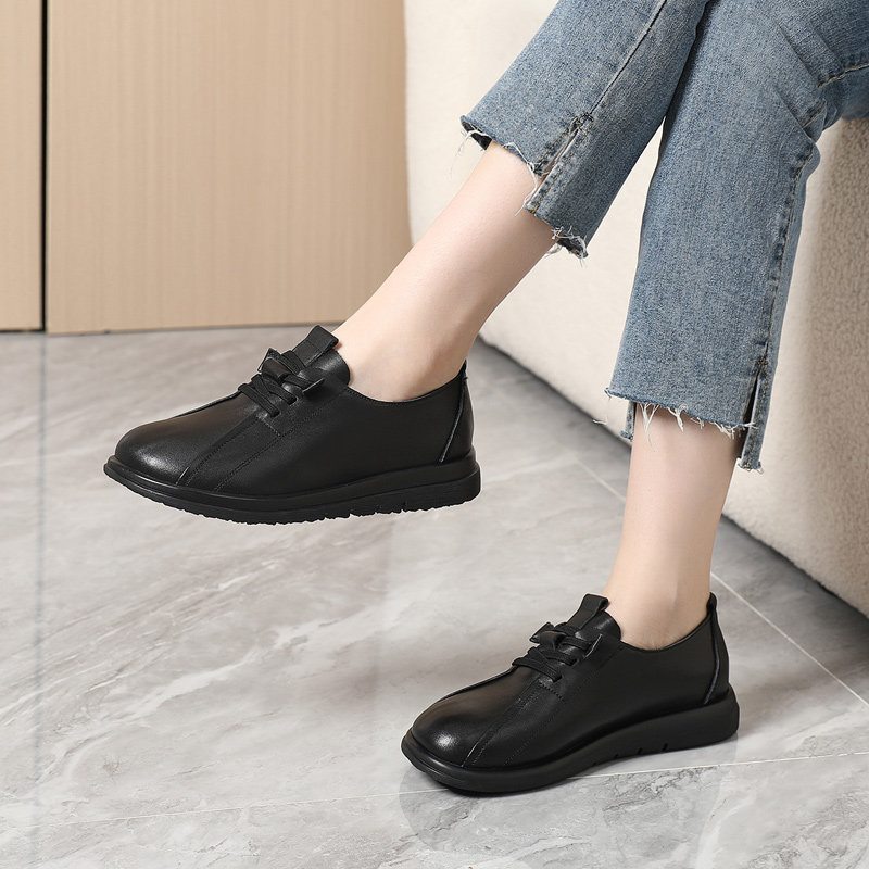 真皮软底小皮鞋女超软不累脚妈妈鞋2025新款平底单鞋大码深口女鞋,淘宝优惠券,粉丝福利购,淘宝优惠卷