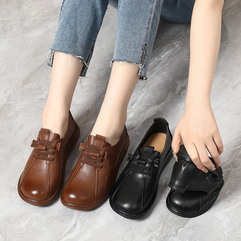 真皮软底小皮鞋女超软不累脚妈妈鞋2025新款平底单鞋大码深口女鞋,淘宝优惠券,粉丝福利购,淘宝优惠卷