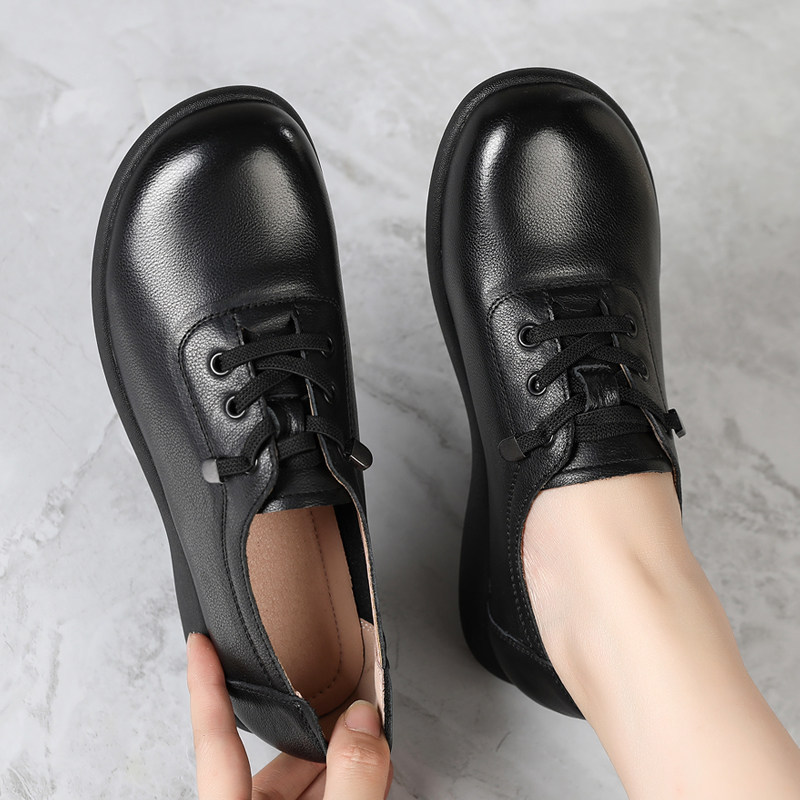 2025春秋款中老年妈妈鞋真皮软皮软底平底单鞋一脚蹬女鞋大码皮鞋,淘宝优惠券,粉丝福利购,淘宝优惠卷