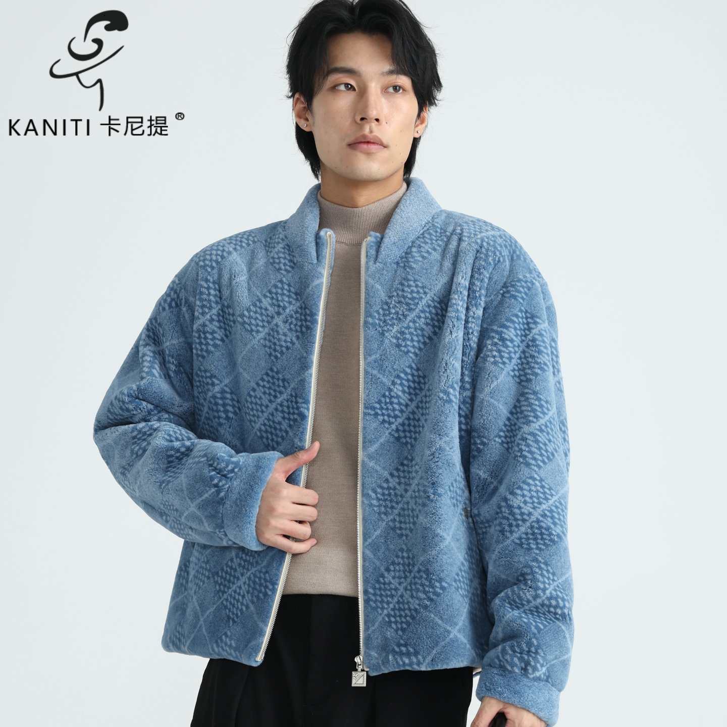 卡尼提轻奢高端北美水貂皮毛一体貂绒男士棒球领短款真皮皮草夹克 - 图2