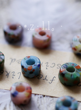 彩色尼泊尔进口琉璃打孔圆环隔珠