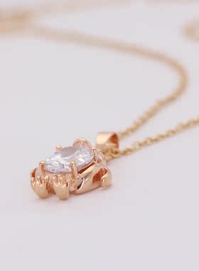 大锆钻企鹅吊坠子海洋饰品镶嵌透明白色水钻可爱女生不含锁骨链金