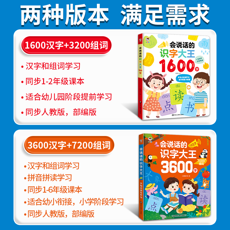 识字大王发声书会说话的1600字趣味汉字认知早教有声手指点读识字幼儿认字神器幼小衔接学前儿童绘本象形卡片3000字幼儿园宝宝启蒙 - 图0