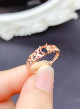 伯利尔925银三色戒指4x5mm