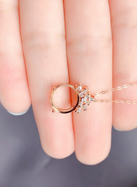 925银三色吊坠空托圆形