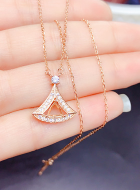 925银三色吊坠空托三角形