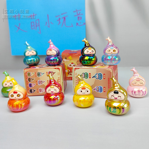 正版喜娃小福禄盲盒迷你小葫芦萌粒手办可爱盲袋公仔潮玩桌面摆件 - 图1