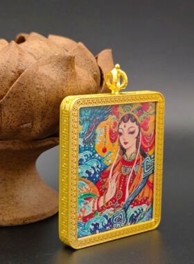 单面描金妈祖4x5八宝莲花万字壳
