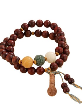 巴度新品绿檀木佛珠手串批发情侣