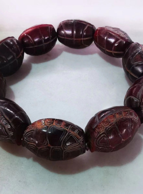 天然西藏牦牛角雕刻龟壳手串牛角