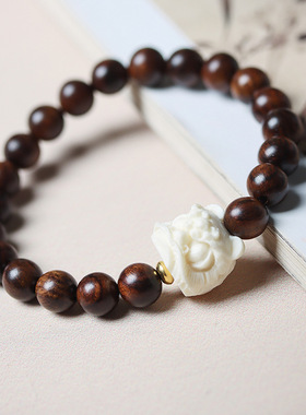 热卖爆款黑花梨醒狮手串DIY复古