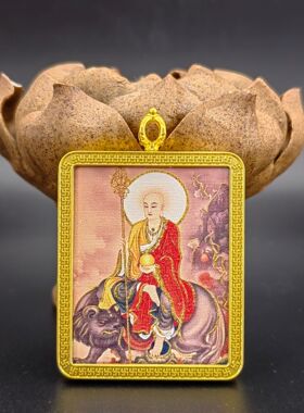 单面描金地藏4x5八宝莲花万字壳