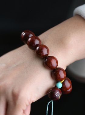 慕镶集小叶紫檀木镶银男款手串镶