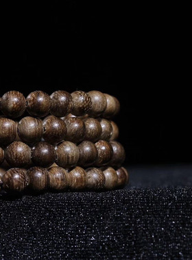 加里曼丹沉香木同料小孔手串8mm
