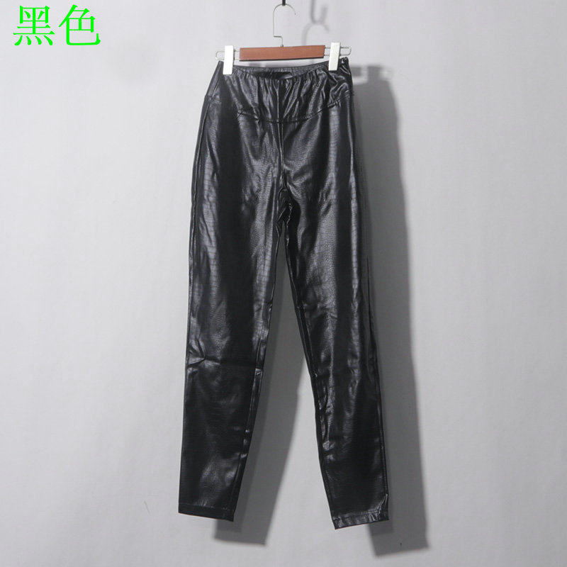 侧边拉链小脚皮裤高腰侧拉链细皮纹PU黑色小裤脚九分皮裤女打底,淘宝优惠券,粉丝福利购,淘宝优惠卷