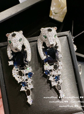 斯里兰卡深海蓝扇子古董耳环