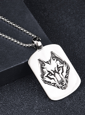 狼图腾铭牌男士刻字吊坠定制照片