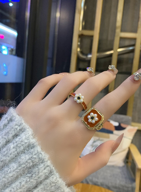 2件套~食指戒复古ins女法式珍珠
