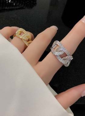 小众轻奢锆石开口戒指女冷淡时尚