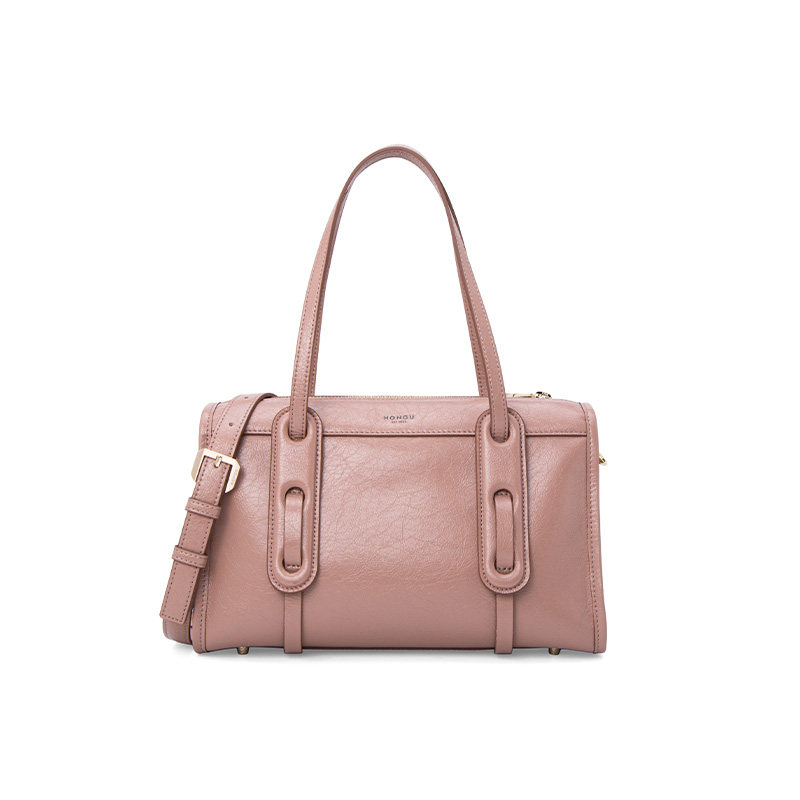 红谷2021新款潮油腊真皮波士顿包 红谷女士包袋