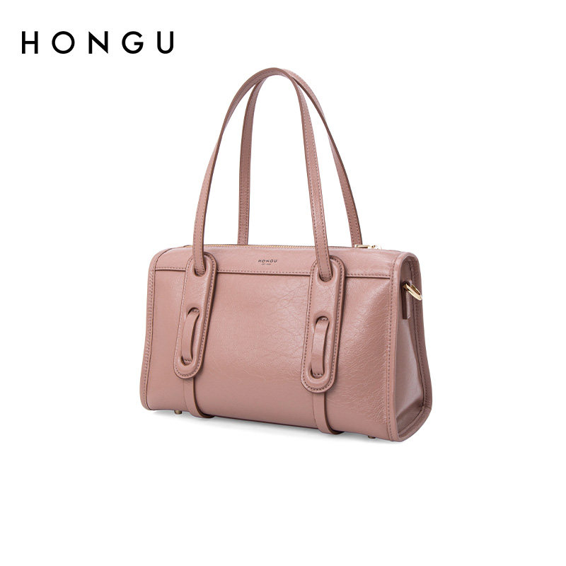 红谷2021新款潮油腊真皮波士顿包 红谷女士包袋