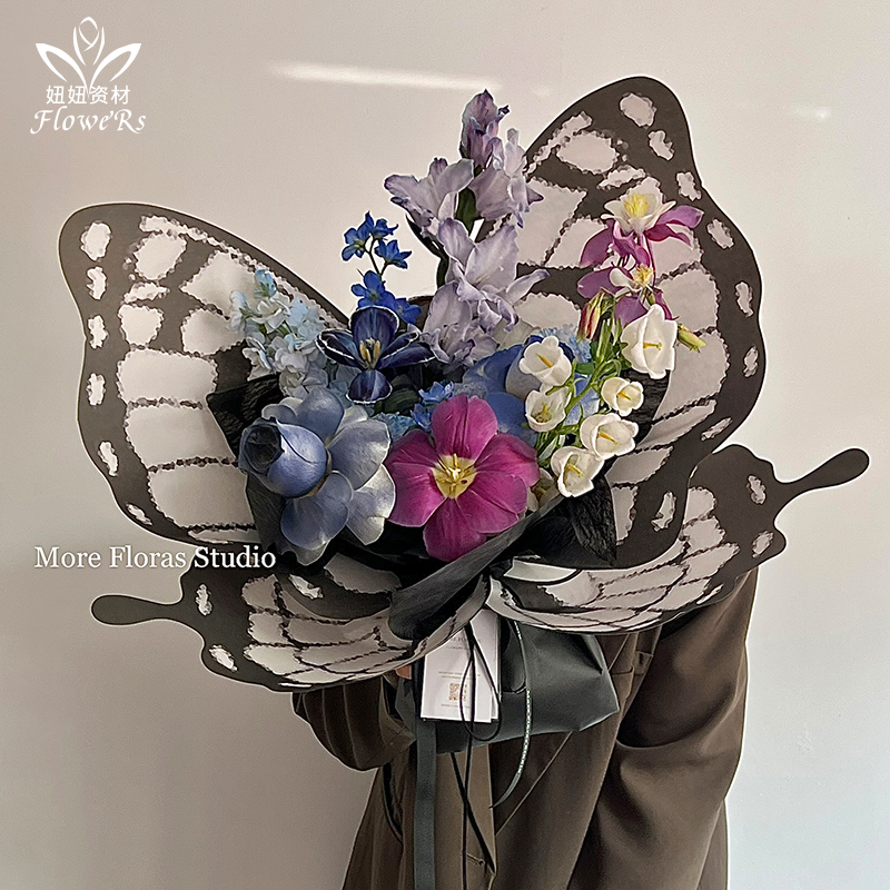 新品520情人节蝴蝶翅膀花束包装纸手工diy鲜花包花材料花艺防水纸 - 图2