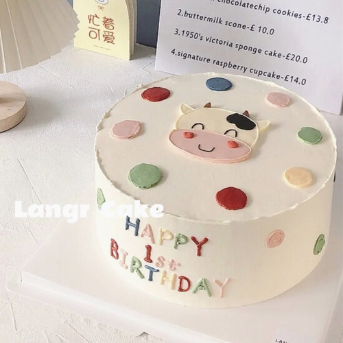 牛宝宝生日蛋糕装饰摆件满月百天一周岁软陶小牛生肖男孩女孩插件 - 图3