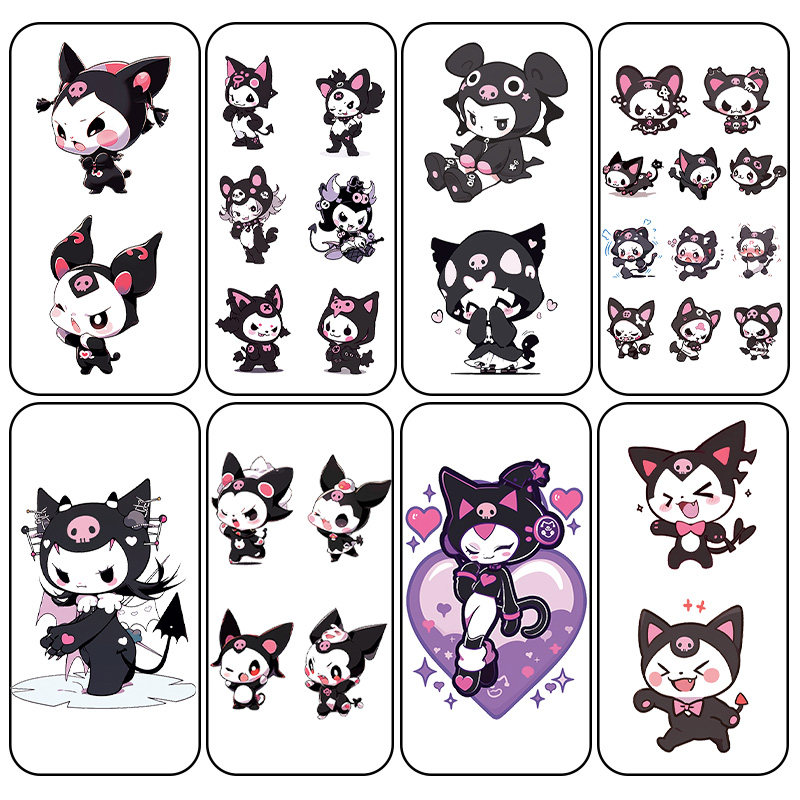 库洛米ins可爱猫咪纹身贴手臂大腿软妹装饰彩色卡通贴纸防水持久,淘宝优惠券,粉丝福利购,淘宝优惠卷