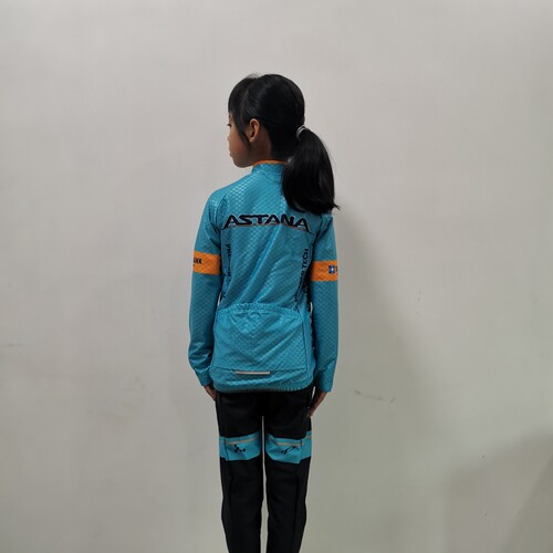 极客狮专业轮滑服套装男女儿童学生抓绒春秋弹力长袖运动服速滑服 - 图3