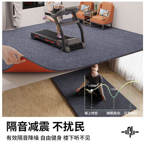 跑步机减震隔音地垫健身动感单车椭圆机家用防震加厚运动吸音地毯 - 图0