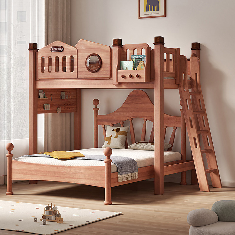 红檀木高架床单上层带衣柜全实木上下铺双层床上床下桌组合高低床,淘宝优惠券,粉丝福利购,淘宝优惠卷