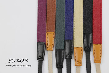 ສາຍບ່າກ້ອງຖ່າຍຮູບ Sozor ງາມ mirrorless decompression strap retro ວັນນະຄະດີຝ້າຍ denim webbing ບັດເຄື່ອງ lanyard