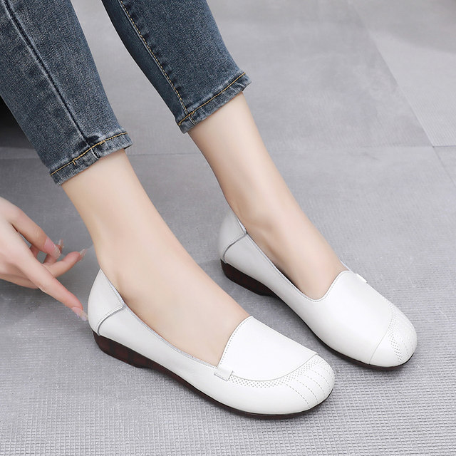 Beef tendon sole slip-on genuine leather soft sole mom's shoes