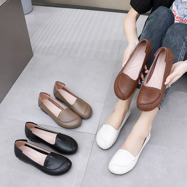 Beef tendon sole slip-on genuine leather soft sole mom's shoes