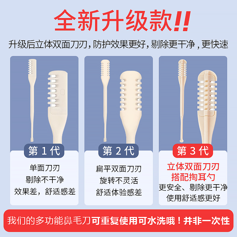 GECOMO梳齿鼻毛修剪器 鼻毛刀刮毛器手动清洁鼻毛刀修鼻毛两支装 - 图3