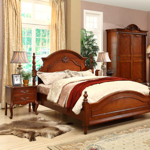 雅居格 美式床头柜实木乡村储物柜简约美式床边柜家具F96308