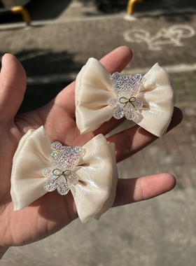 时尚可爱风in风超可爱超闪碎钻小熊双层蝴蝶结童鞋女鞋鞋花配件