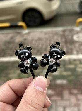 新款可拆卸少女心水钻小熊头女鞋童鞋鞋扣