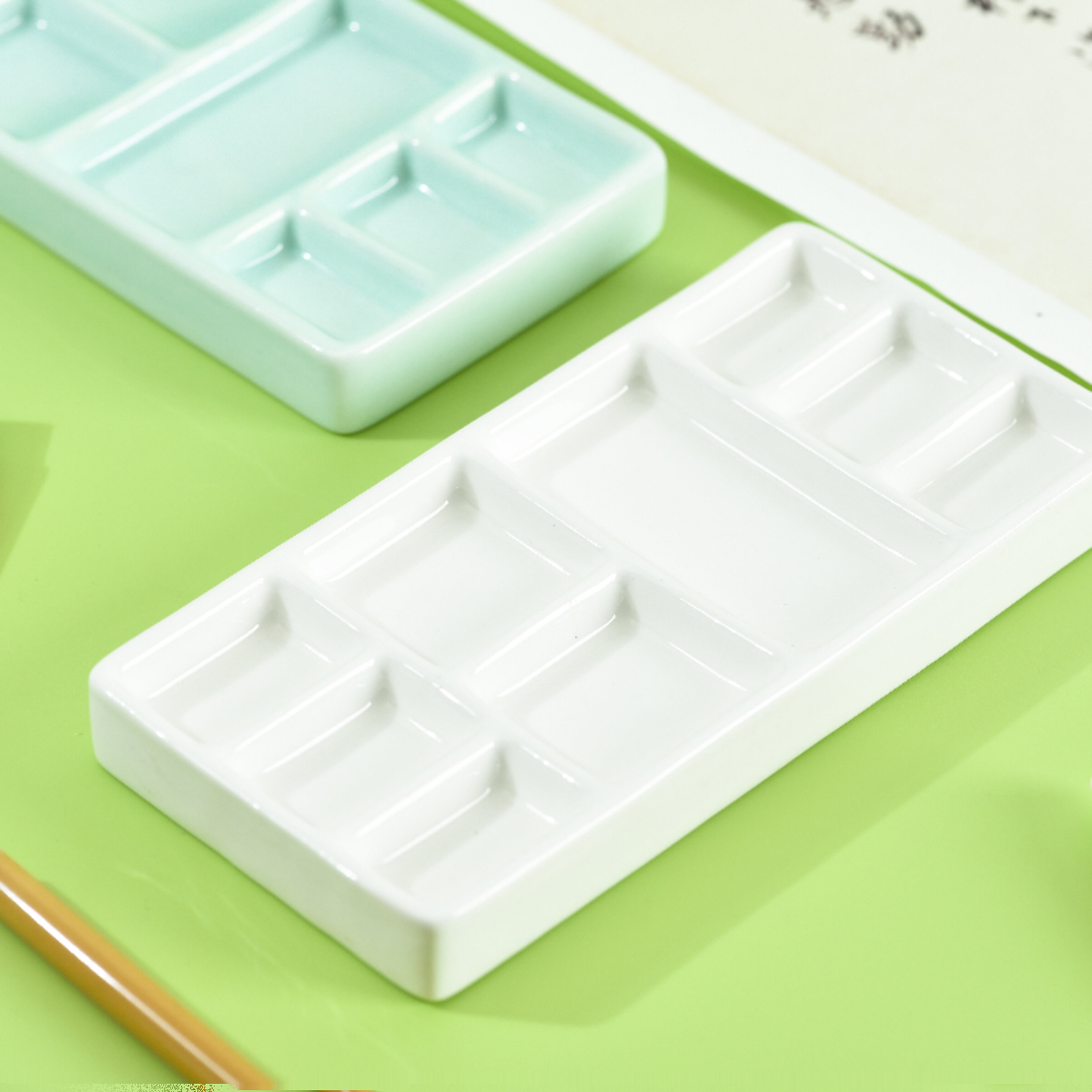 陶瓷国画调色盘颜料梅花调色碟书法专用油画盘水粉水彩毛笔颜料盘 - 图1