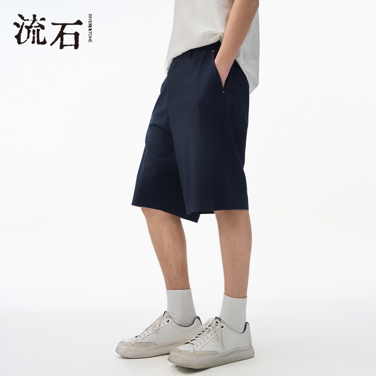 流石男装透气亚麻休闲短裤2025年夏季新款男士经典耐磨宽松直筒裤