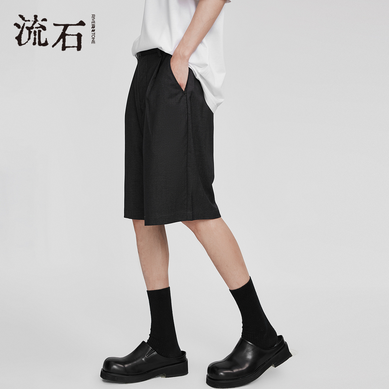 RS流石男装宽松凉感休闲短裤2025新款夏季男士薄款透气夏天五分裤