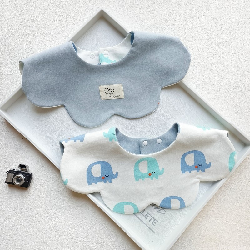 Baby pure cotton double-sided pattern widened saliva towel