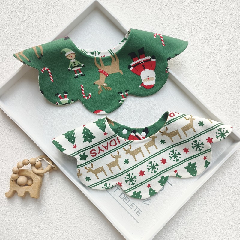 Baby pure cotton double-sided pattern widened saliva towel