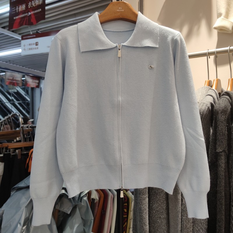 7718春季新款女翻领长袖针织衫毛衣开衫外套拉链纯色上衣,淘宝优惠券,粉丝福利购,淘宝优惠卷