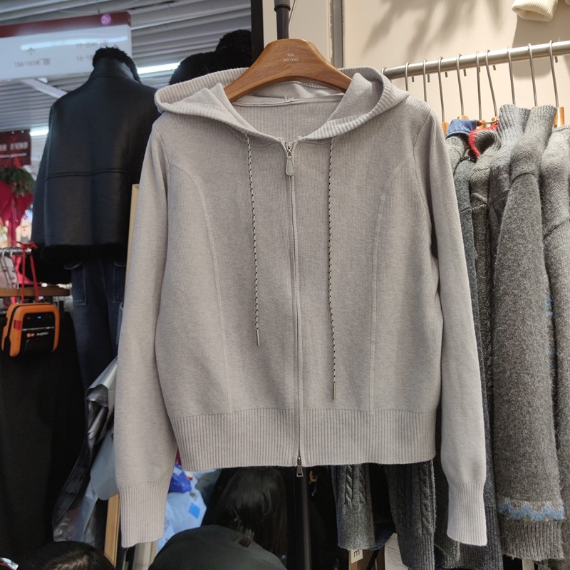 8088春季女连帽长袖针织衫毛衣开衫外套拉链打底衫短上衣天丝棉,淘宝优惠券,粉丝福利购,淘宝优惠卷